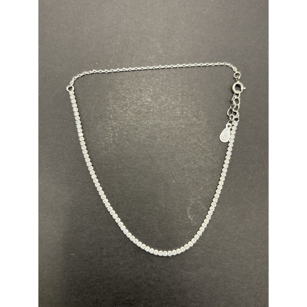 New Condition 9" Sterling Silver Cubic Zirconia Anklet 925